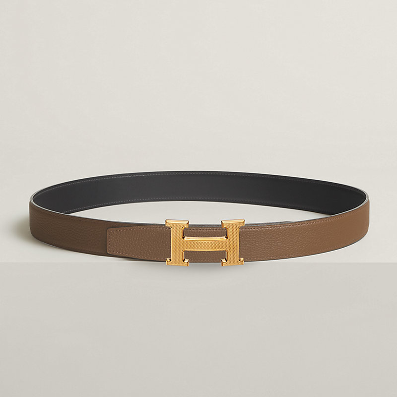 H Guillochee 벨트 버클 & 리버서블 가죽 스트랩 32mm