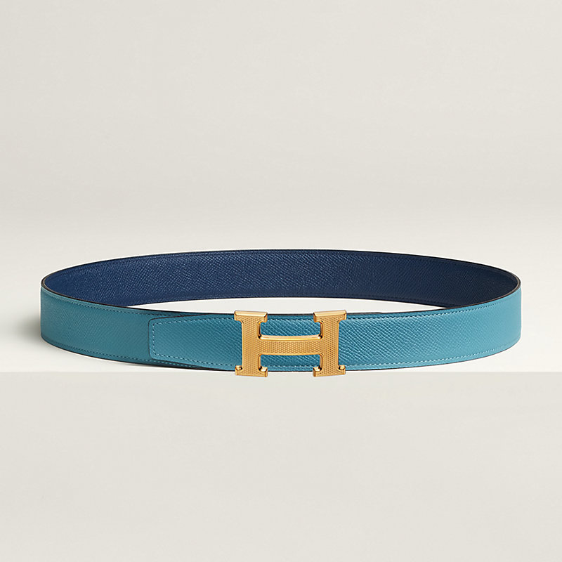 H Guillochee 벨트 버클 & 리버서블 가죽 스트랩 32mm