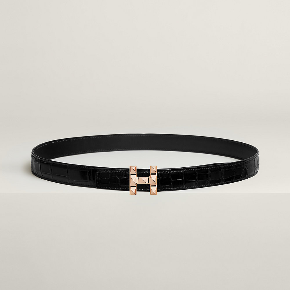 HERMES ブラック ベルト 75 Hermes Belt Clou de Selle Black High Waist Box Leather Gold