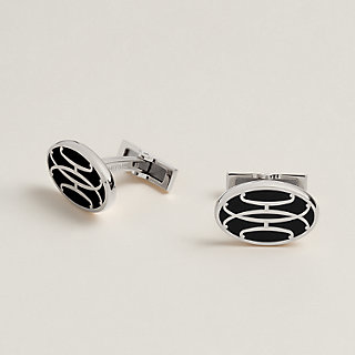 H Lift cufflinks - Black | Hermès Hong Kong SAR