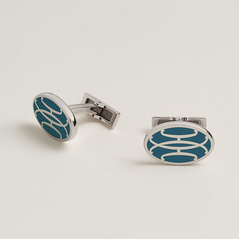 H Lift cufflinks - Blue | Hermès Canada