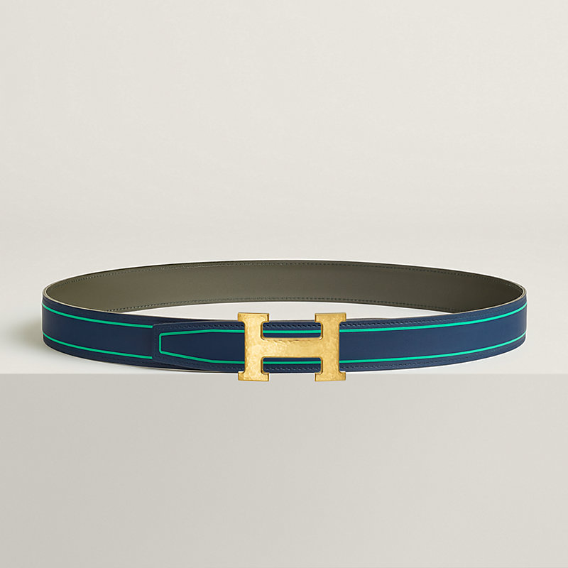 H Martelee belt buckle & Contrast reversible leather strap 32 mm