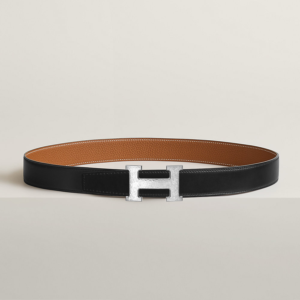 H Martelee belt buckle & Reversible leather strap Hermès 32mm Martelee Reversible H Logo Belt Hammered Buckle  main image 4