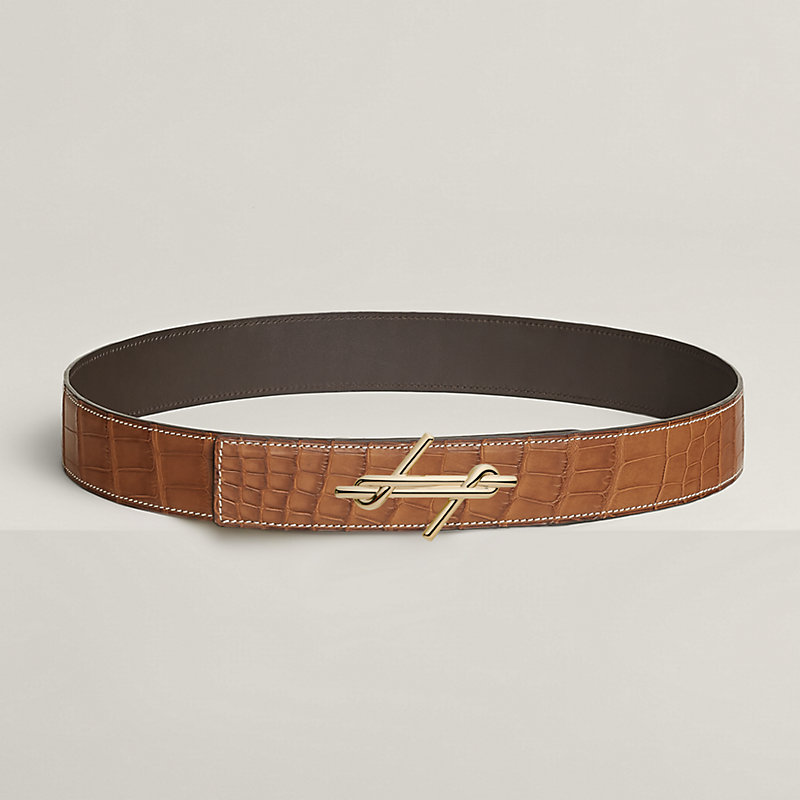 H Noue belt buckle & Leather strap 38 mm