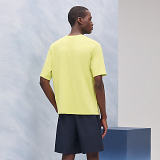 【胸元のパッチが可愛い♡】HERMES Tシャツ Hermes✨ミニレザーパッチ Tシャツ Lサイズ ネイビー パズル