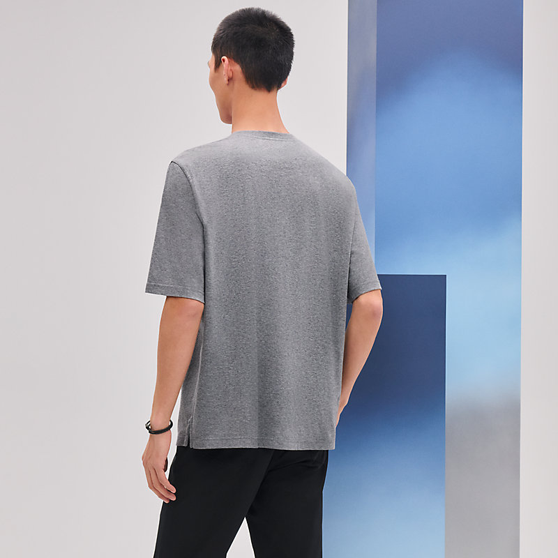 【着心地抜群♪】HERMES レザーパッチ付き Tシャツ H Puzzle H Puzzle