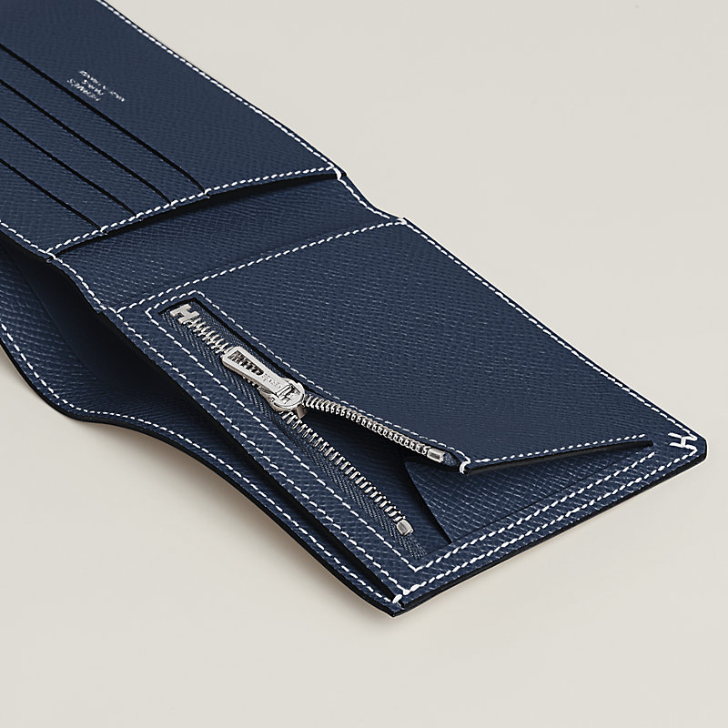 H Sellier Compact wallet - Blue | Hermès USA