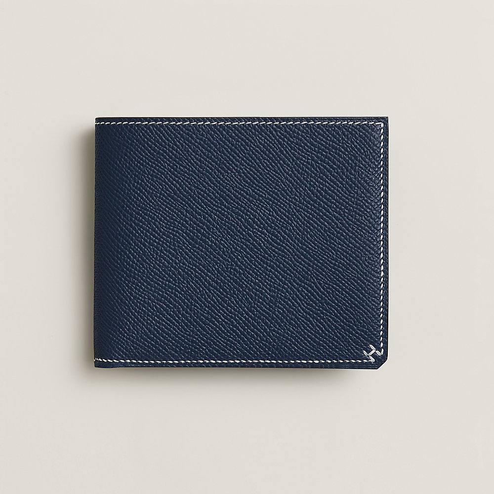 H Sellier Compact wallet - Blue | Hermès USA