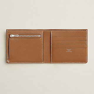 H Sellier Compact wallet - Beige | Hermès USA