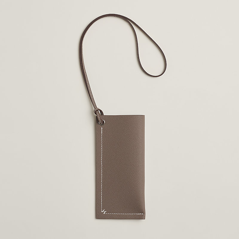 HERMES シルバー レザー ケース H Sellier glasses case - Beige | Hermès UAE