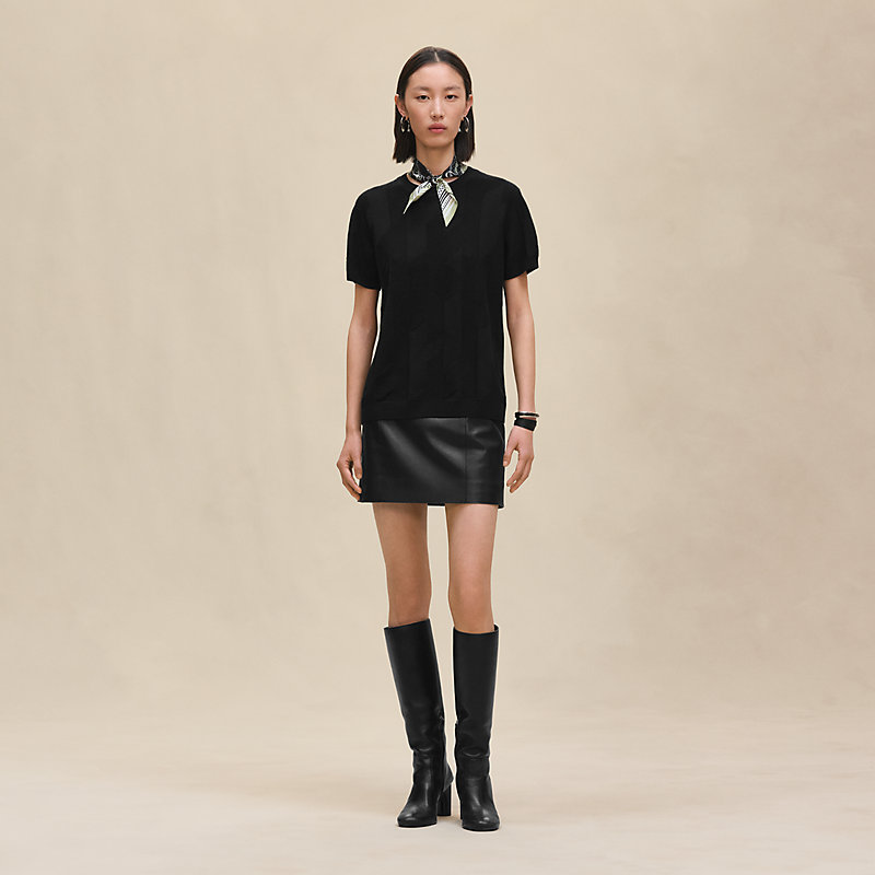 極美品　HERMES 半袖ニット　セーター　Hモチーフ　short-sleeve デザインがかわいい☆】HERMES 半袖セーター Candy Libris