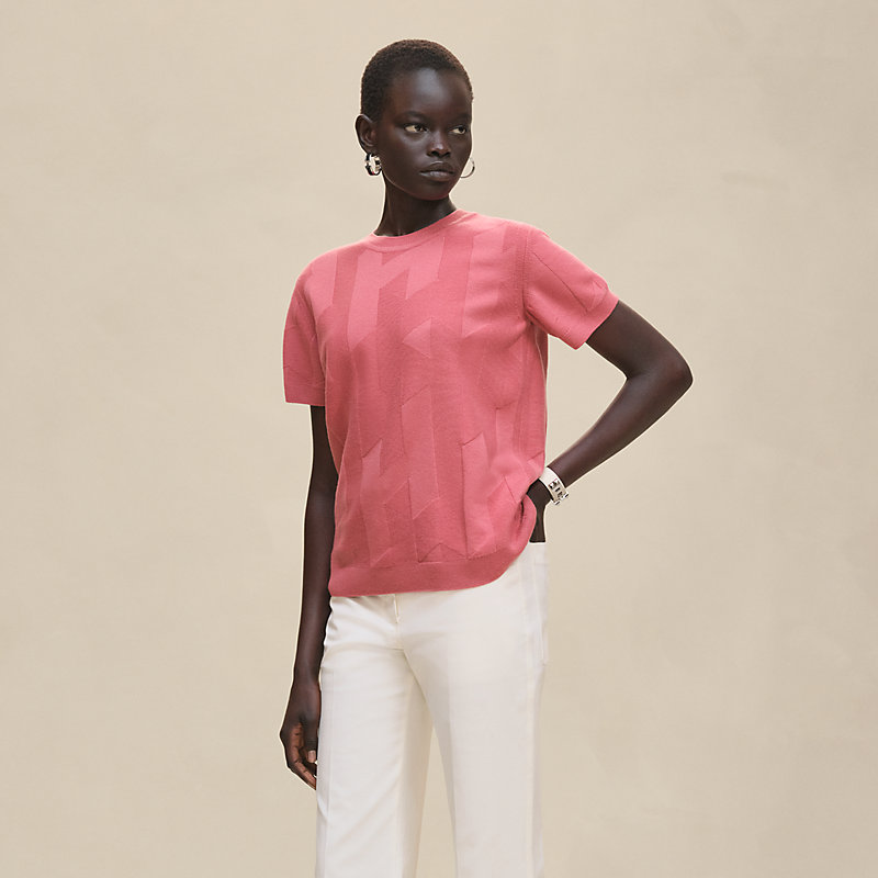 極美品　HERMES 半袖ニット　セーター　Hモチーフ　short-sleeve 極美品 HERMES 半袖ニット セーター Hモチーフ short-sleeve 極