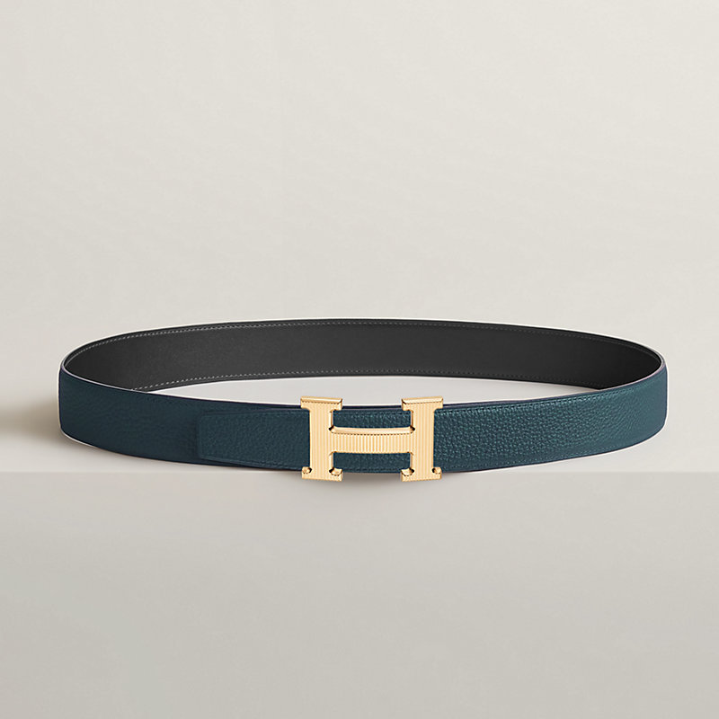 H Strie 벨트 버클 & 리버서블 가죽 스트랩 32mm