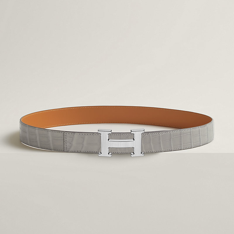 H Striee belt buckle & Leather strap 32 mm