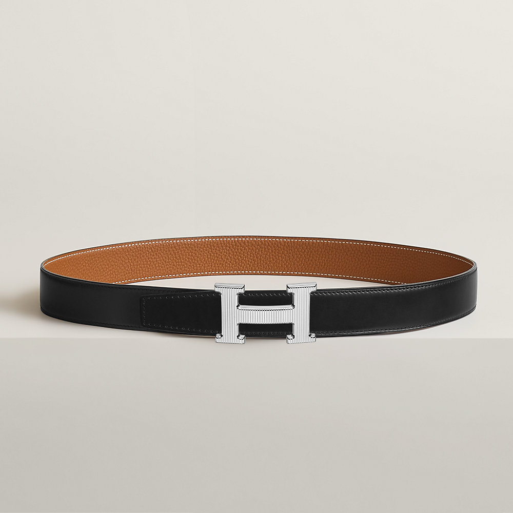 H Striee belt buckle & Reversible leather strap 32 mm | Hermès Singapore