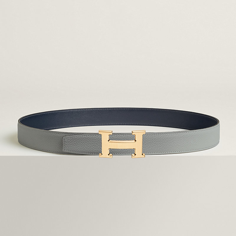 H Strie皮帶釦 & 雙面皮腰帶32 mm