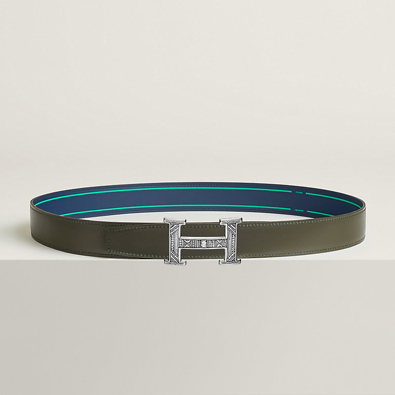 Hermes Green and Silver leather Women\'s horsebit buckle belt sz 78 Hermes | Accessories | Hermes Green And Silver Leather  main image 2