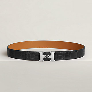 H Twist belt buckle Leather strap 32 mm Hermes USA