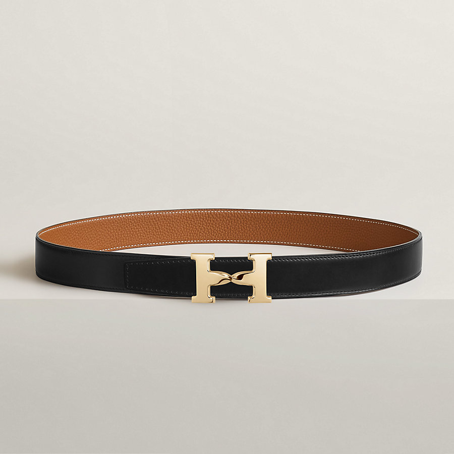 H Twist belt buckle & Reversible leather strap 32 mm