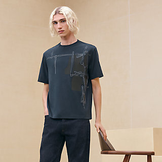 【シンプル＆個性的】HERMES エルメス Gouache 3D シャツ harnais-en-gouache-3d-t-shirt-