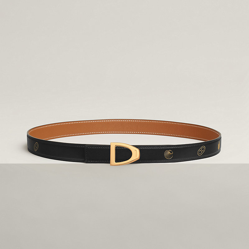 Hebilla de cinturón Cavalière & Piel de cinturón reversible Hermès sur Mer 24 mm