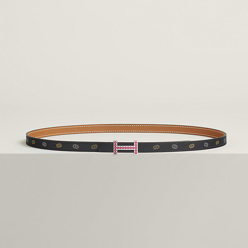 Hebilla de cinturón Focus Médor Laquée & Piel de cinturón reversible Hermès sur Mer 13 mm