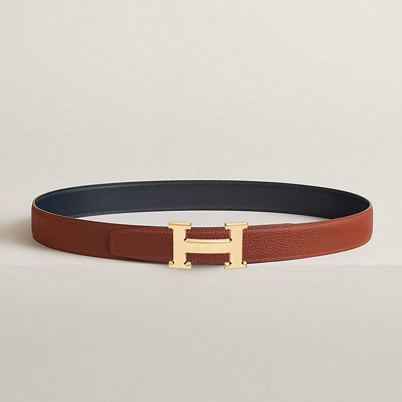 Hebilla de cinturón H Striée & Piel de cinturón reversible 32 mm