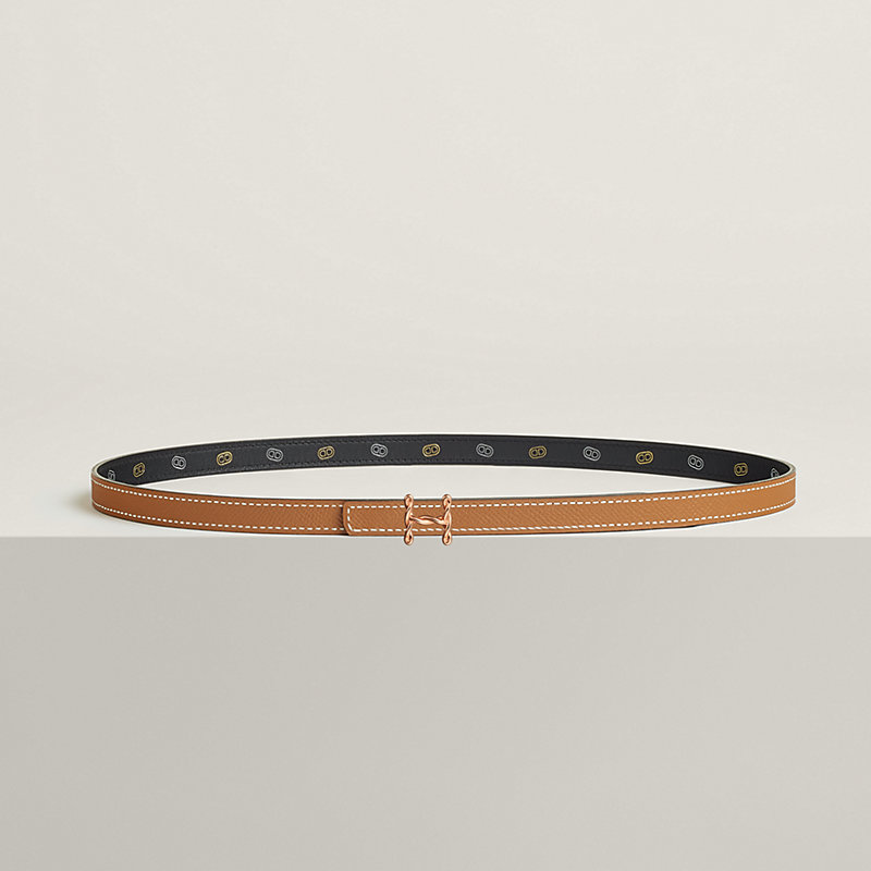 Hebilla de cinturón H Torsade & Piel de cinturón reversible Hermès sur Mer 13 mm