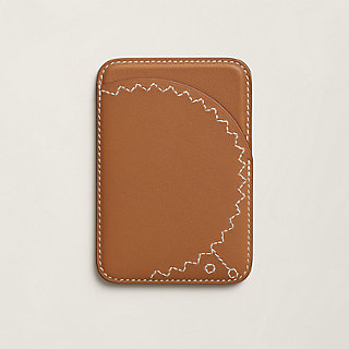 Saddle leather credit card holder small wallet for men or women brown