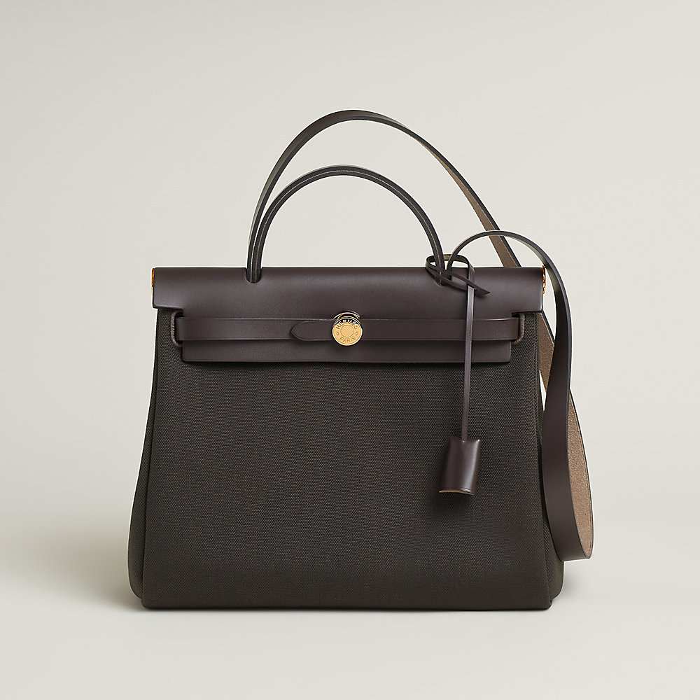 HERBAG ZIP 31 LAQUERED BAG IN OFF-WHITE MIX BLUE H PLUME CANVAS