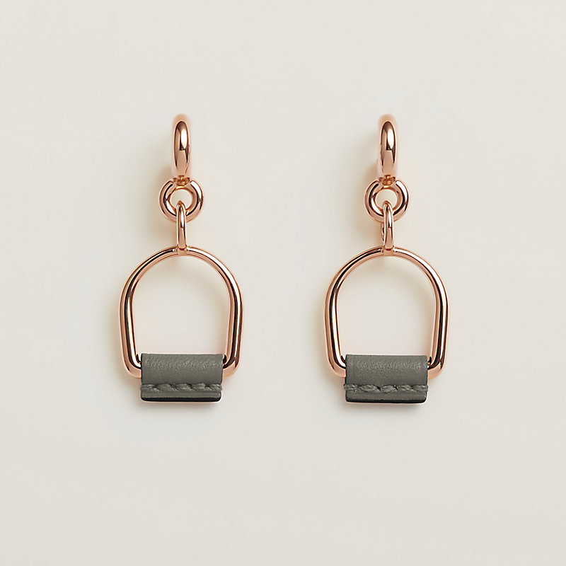 Heritage Equestre Etrier earrings, small model | Hermès Hong
