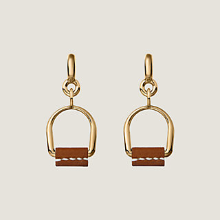 【おしゃれが輝く】HERMES★Heritage Equestre Etrier ラージ HERMES Swift Heritage Equestre Etrier Earrings Black 949464