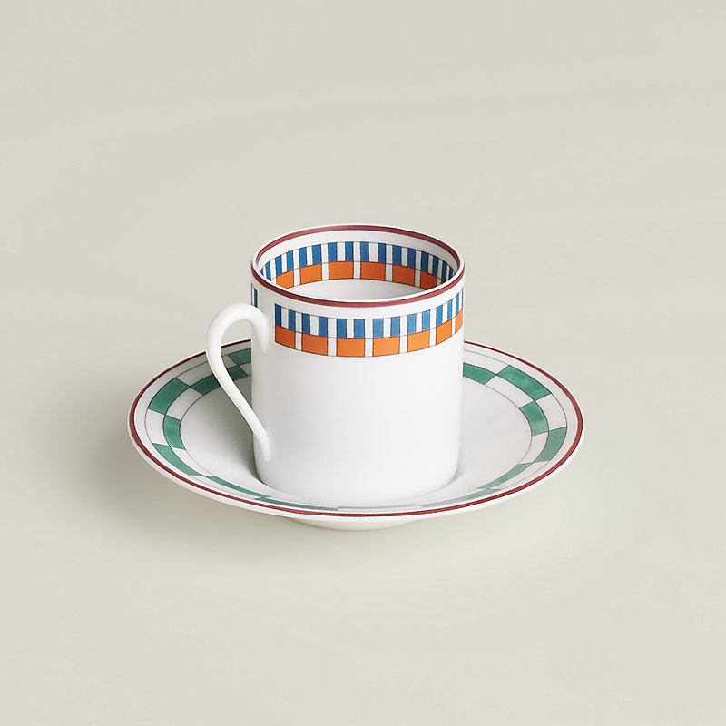 Hermès en Contrepoint coffee cup and saucer n°2 - Green | Hermès USA