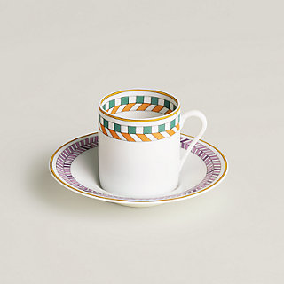 Hermès en Contrepoint coffee cup and saucer n°4 - Green | Hermès USA