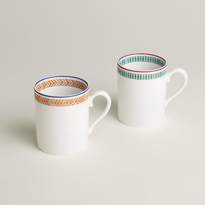 HERMES レンゲ Hermès en Contrepoint set of 2 mugs - Brown | Hermès USA