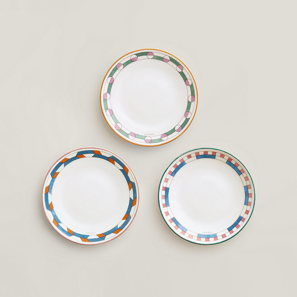 Hermès en Contrepoint set of 3 bread and butter plates - Grey