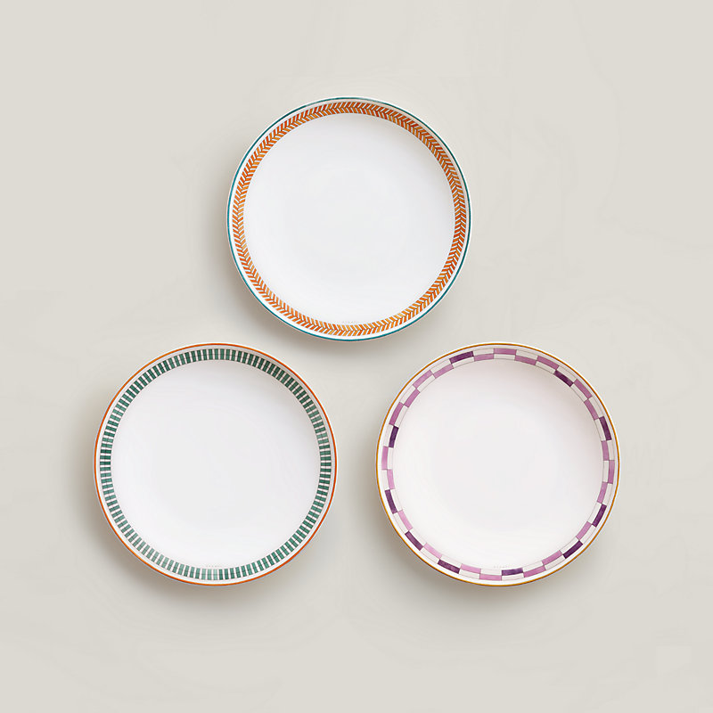 Hermès en Contrepoint set of 3 dessert plates - Grey | Hermès