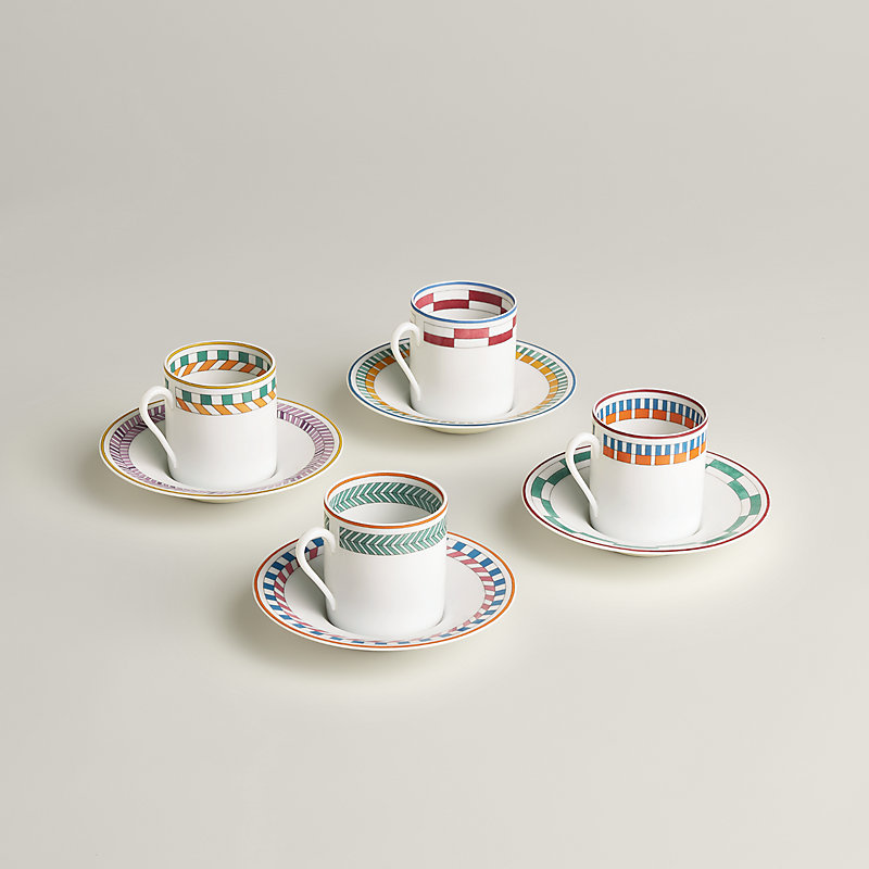 Hermès en Contrepoint set of 4 coffee cups and saucers