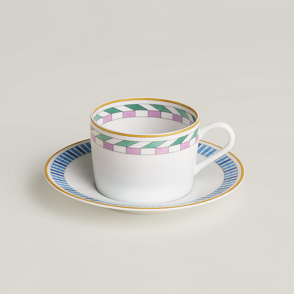 Hermès en Contrepoint tea cup and saucer n°1 - Grey | Hermès USA