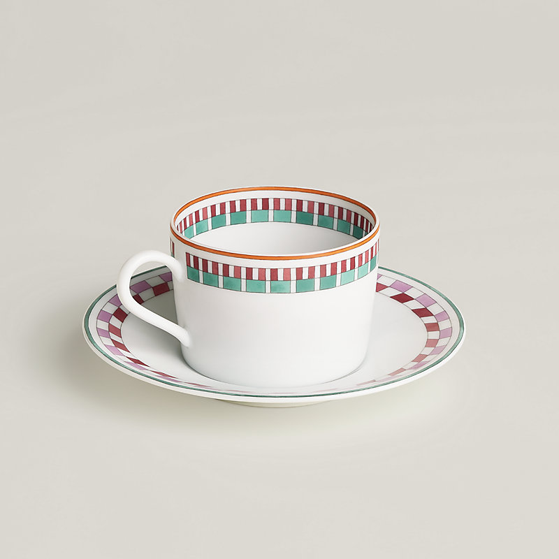 Hermès en Contrepoint tea cup and saucer n°2 - Beige | Hermès USA