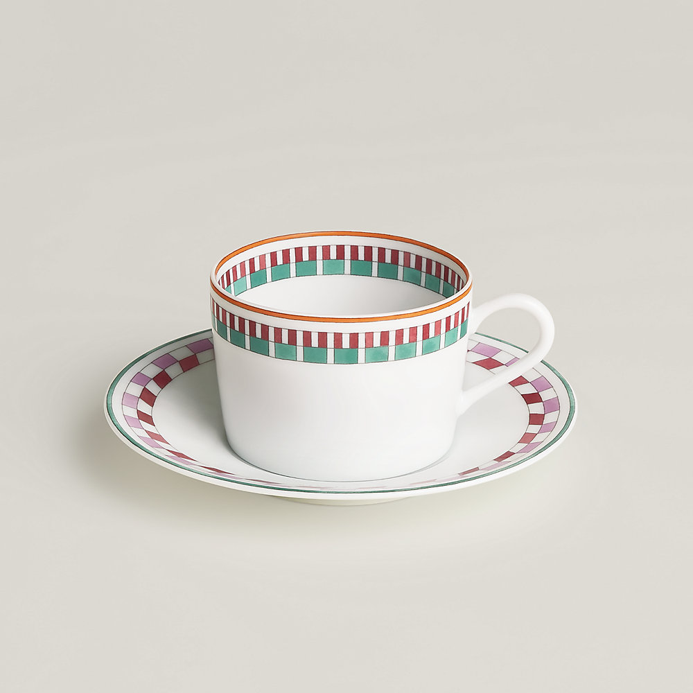 Hermès en Contrepoint tea cup and saucer n°2 - Beige | Hermès USA