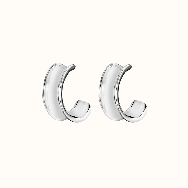 hermes silver hoop earrings