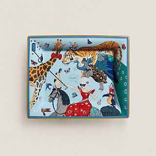 Cendrier / Plateau Hermès 'Story By Jonathan Burton' - Porcelaine, Motif Léopard, Art Déco - Neuf