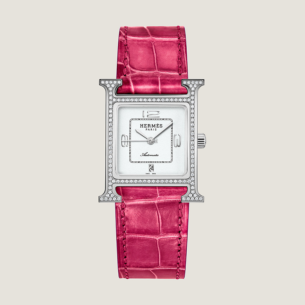 【HERMES 】アワー H ウォッチミディアム モデル30 mm レッド HERMES 】アワー H ウォッチミディアム モデル30 mm レッド