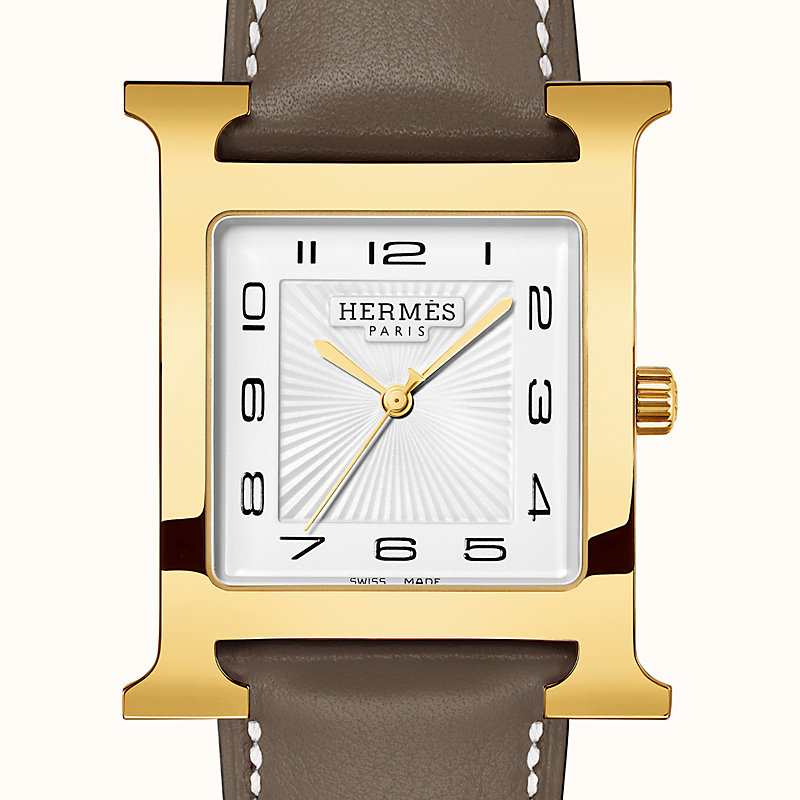 hermes h watch gold