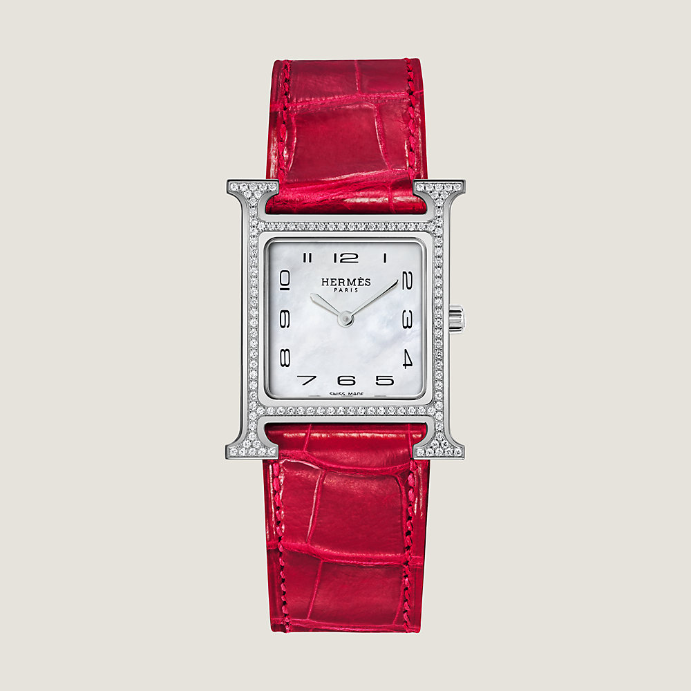 【HERMES 】アワー H ウォッチミディアム モデル30 mm レッド Heure H watch, Medium model, 30 mm | Hermès USA