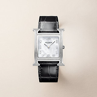 Heure H watch, Medium model, 30 mm - Black | Hermès USA