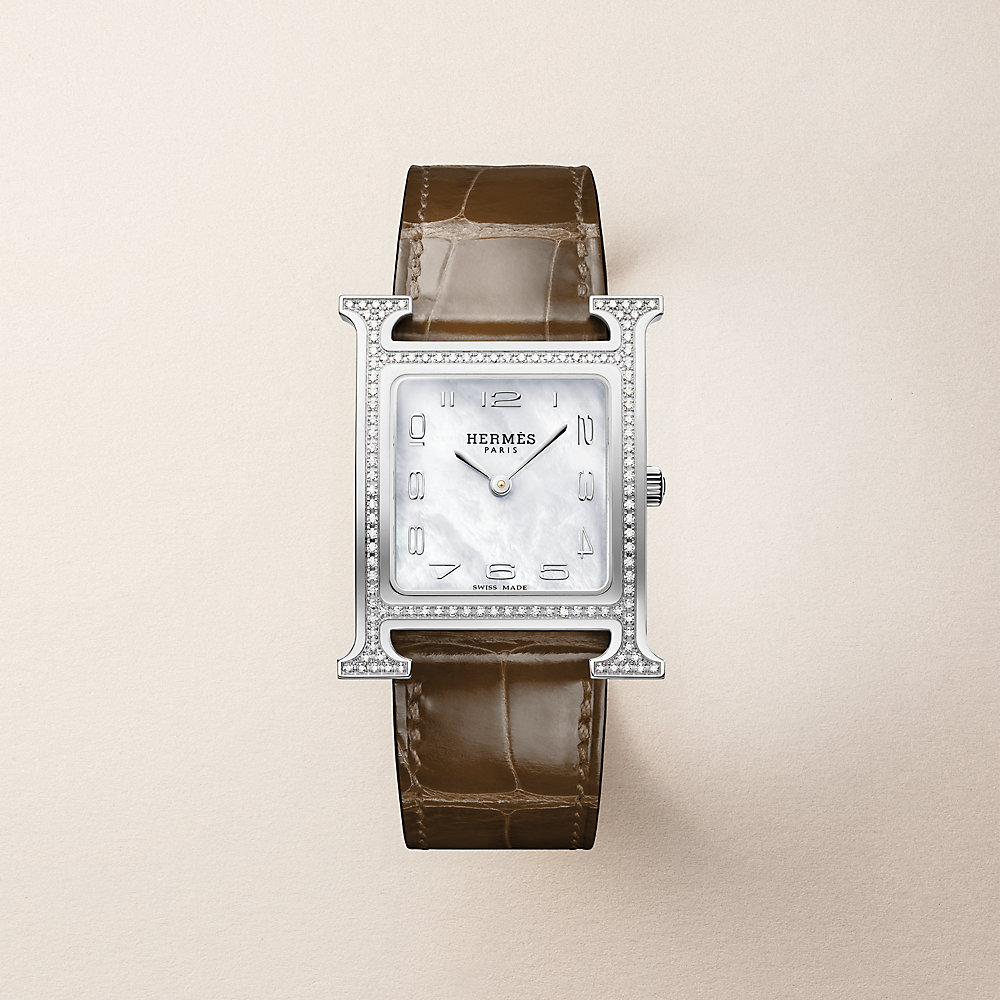 Heure H watch, Medium model, 30 mm - Green | Hermès USA