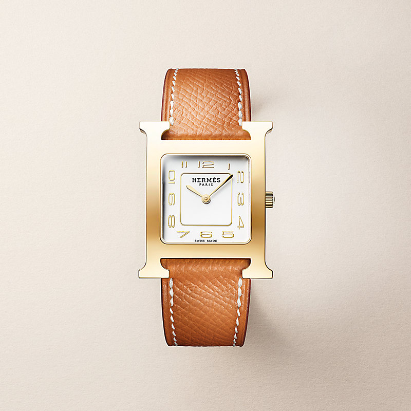 HERMES Hウォッチ ブラウンレザー Heure H watch, Medium model, 30 mm | Hermès USA