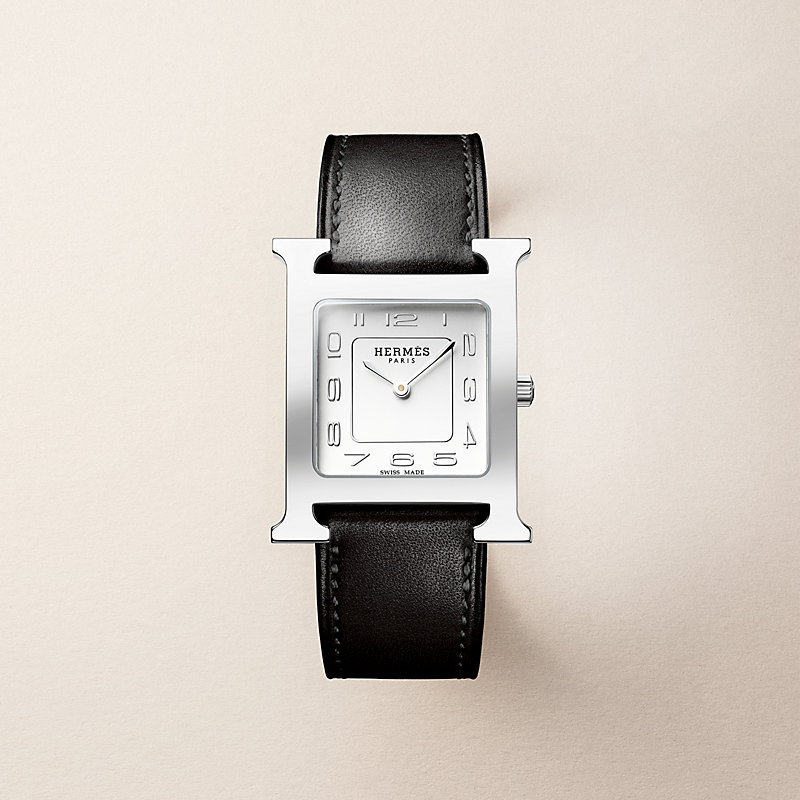 Heure H watch, Medium model, 30 mm - Grey | Hermès Netherlands